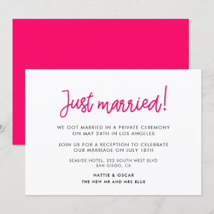 Just married Modern calligraphy announcement
