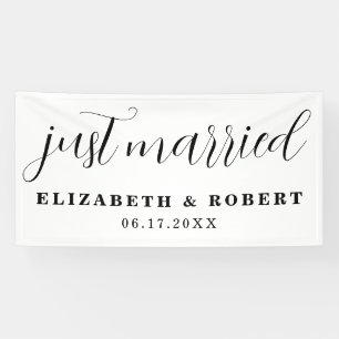 Just Married Modern Elegant Newlywed Wedding Banner