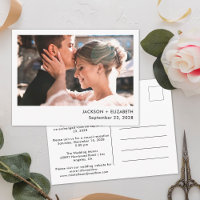 Just married modern elopement photo announcement
