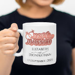 Just Married Modern Rose Gold Foil Couples Names Coffee Mug<br><div class="desc">Celebrate your love story with our Just Married Modern Rose Gold Foil Logo with Couples Names Coffee Mug. This elegant and customizable mug features a chic "Just Married" rose gold foil logo, along with the couple's names, creating a personal and sophisticated touch. Whether it's for sipping morning coffee or enjoying...</div>