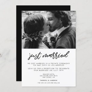 Just married Modern typography photo announcement