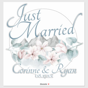 Just Married Mountain Magnolias Personalized Sign