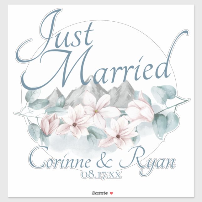 Just Married Mountain Magnolias Personalized Sign (Sheet)