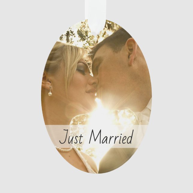 Just Married  Mr and Mrs Wedding Photo Ornament (Front)