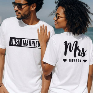 Just Married Mr Mrs Newlywed Couple T-Shirt