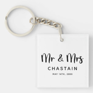Just Married Mr. & Mrs.   Wedding Monogram  Keychain