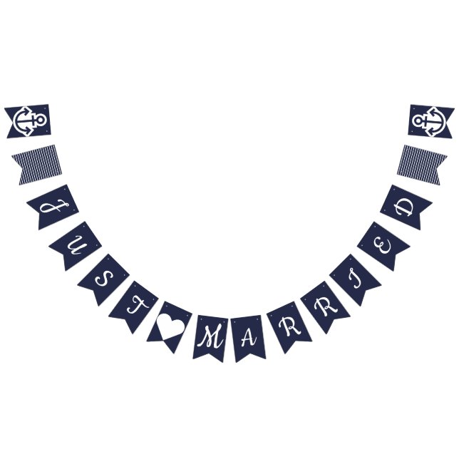 Just Married Nautical Wedding Bunting Bunting Flags (All)
