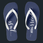 Just Married Navy Blue Wedding Party Flip Flops<br><div class="desc">Just Married simple navy blue wedding party flip flops with wide straps</div>