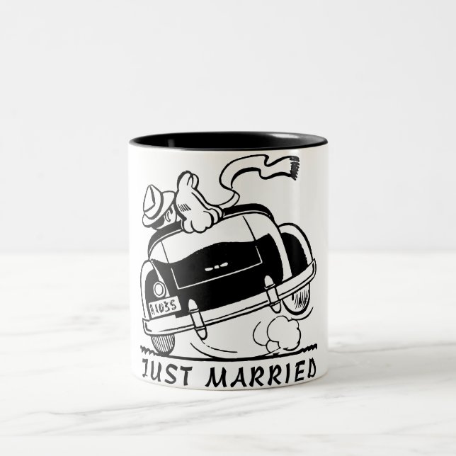 just married,newly weds Two-Tone coffee mug (Center)