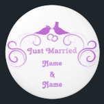 Just Married Newlyweds Thunder_Cove Ceramic Knob<br><div class="desc">Just Married Newlywed Lovebirds   to customize,  personalize by changing to your name</div>