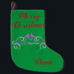 Just Married Newlyweds Thunder_Cove Small Christmas Stocking<br><div class="desc">Just Married Newlywed Lovebirds   to customize,  personalize by changing to your name</div>