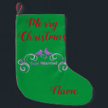 Just Married Newlyweds Thunder_Cove Small Christmas Stocking<br><div class="desc">Just Married Newlywed Lovebirds   to customize,  personalize by changing to your name</div>