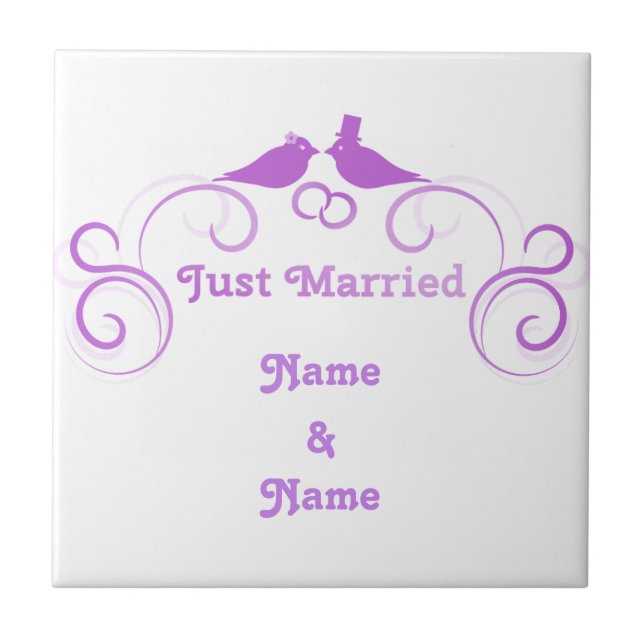 Just Married Newlyweds Thunder_Cove Tile (Front)