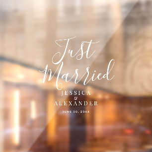 Just Married Newlyweds White Car Window Cling