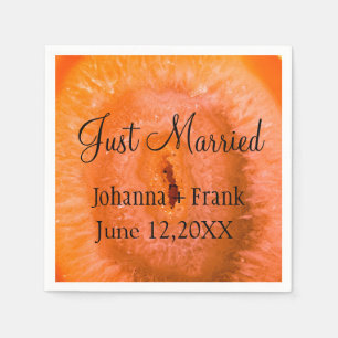 Just Married Orange Agate Napkin
