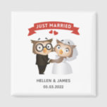 Just Married Owl Wedding   Magnet<br><div class="desc">Cute Just Married Owl Wedding Announcement Magnet
Perfect wedding favours for owl lovers</div>