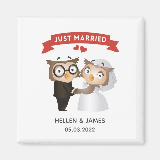 Just Married Owl Wedding   Magnet (Front)