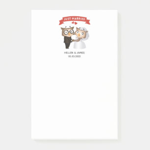 Just Married Owl Wedding  Post-it Notes