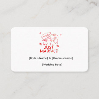 Just Married Personalized Business Card, Custom We Card