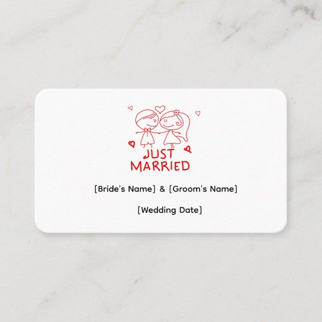 Just Married Personalized Business Card, Custom We Card (Front)