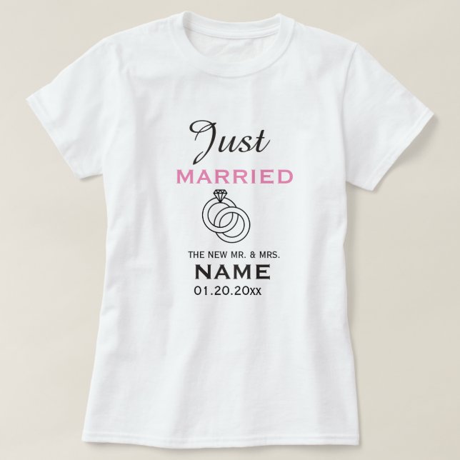 Just Married Personalized T-Shirt (Design Front)