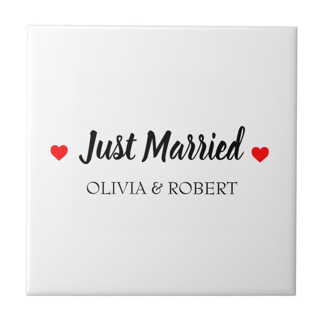 Just Married Personalized Tile (Front)