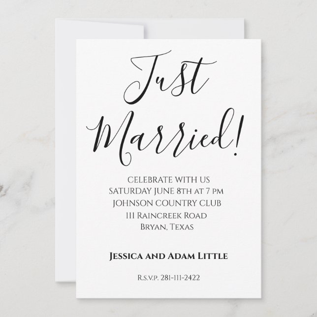 Just Married Personalized Wedding Invitations (Front)