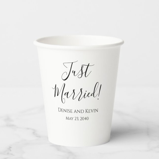 Just Married Personalized Wedding Paper Cups Party (Front)