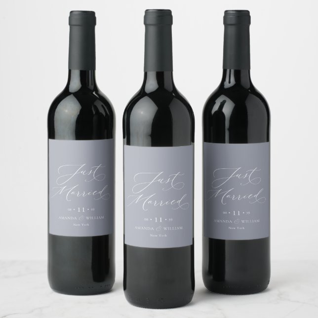 Just Married Personalized Wedding Wine Label (Bottles)