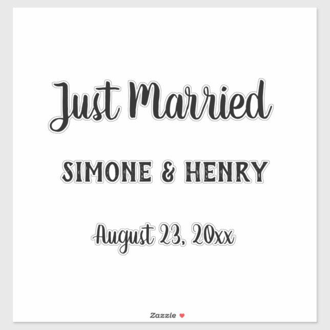 Just Married Personalized with Names Wedding Date (Sheet)