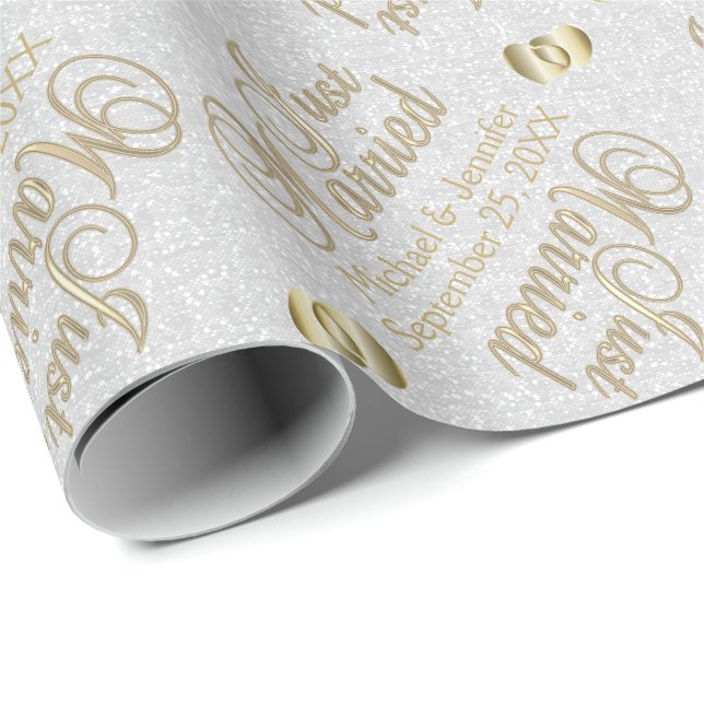Just Married - Personalized Wrapping Paper (Roll Corner)