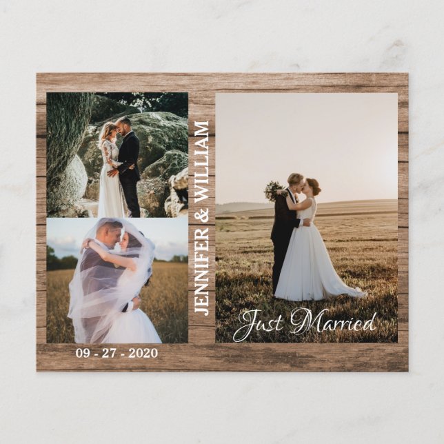 Just Married Photo Collage Wedding Announcement (Front)