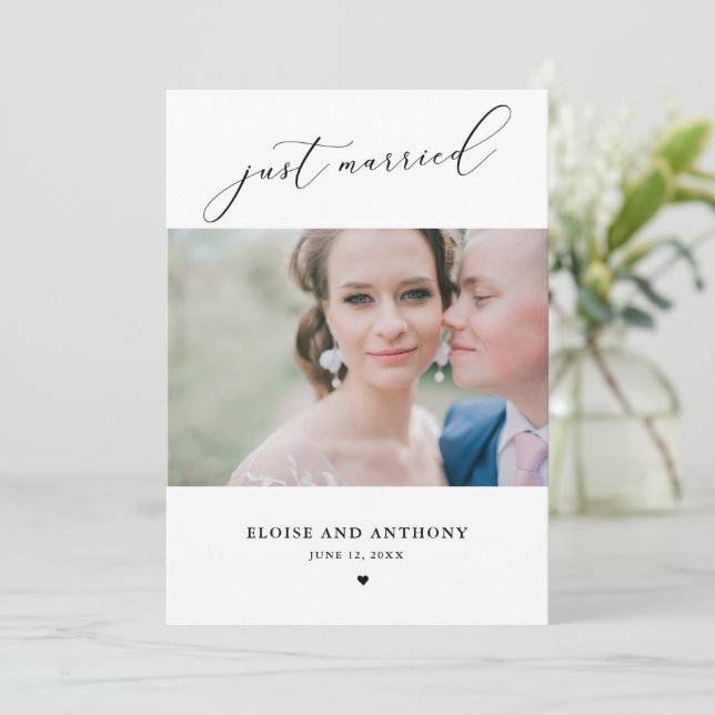 Just Married Photo Elopement Announcement Card (Standing Front)