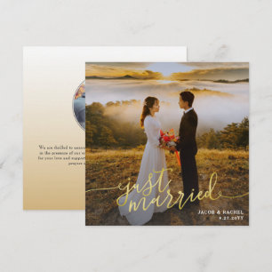 Just Married Photo Gold Type Wedding Announcement