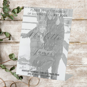 Just Married Photo Guest Book Tabletop Sign
