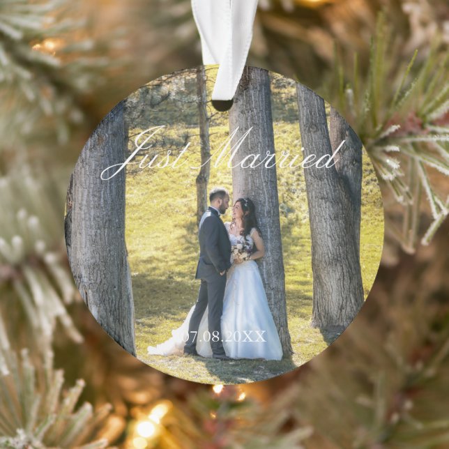 Just Married Photo Ornament (Tree)