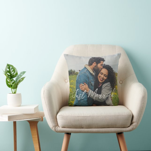 Just Married Photo Pillow (Chair)