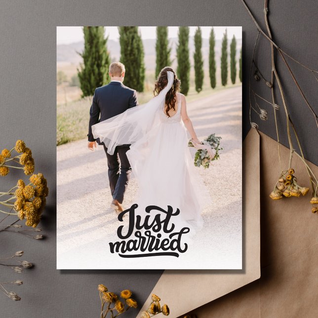 Just Married Photo Wedding Thank You Postcard (Just Married Photo Wedding Thank You Postcard)