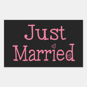 Just Married Pink And Black Heart Wedding Sticker
