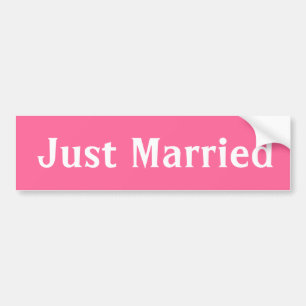 Just married pink  bumper sticker. sticker