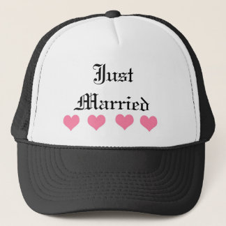 Just Married Pink Heart Trucker Hat