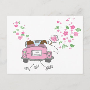 Just Married Pink Wedding Announcement  Post Card