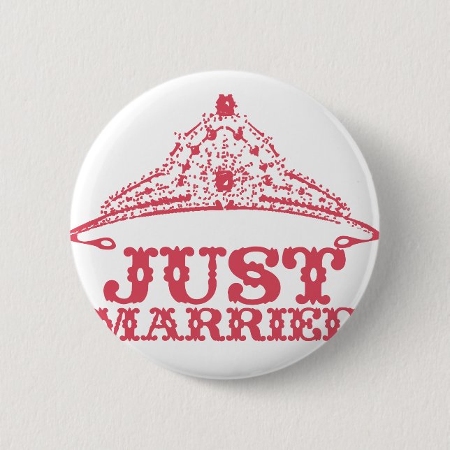 Just Married Princess Bride Tiara Weddings 2 Inch Round Button (Front)