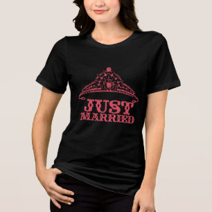 Just Married Princess Bride Tiara Weddings Tri-Blend Shirt