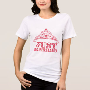 Just Married Princess Bride Tiara Weddings Tri-Blend Shirt