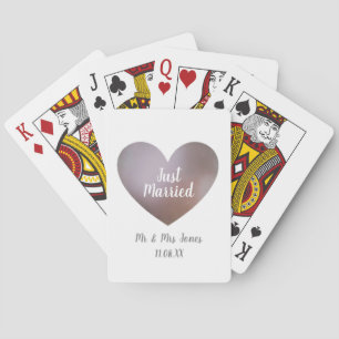 Just Married Purple Heart Playing Cards