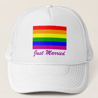 Just Married Rainbow Pride Trucker Hat
