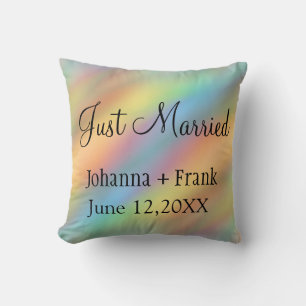Just Married Rainbow Throw Pillow
