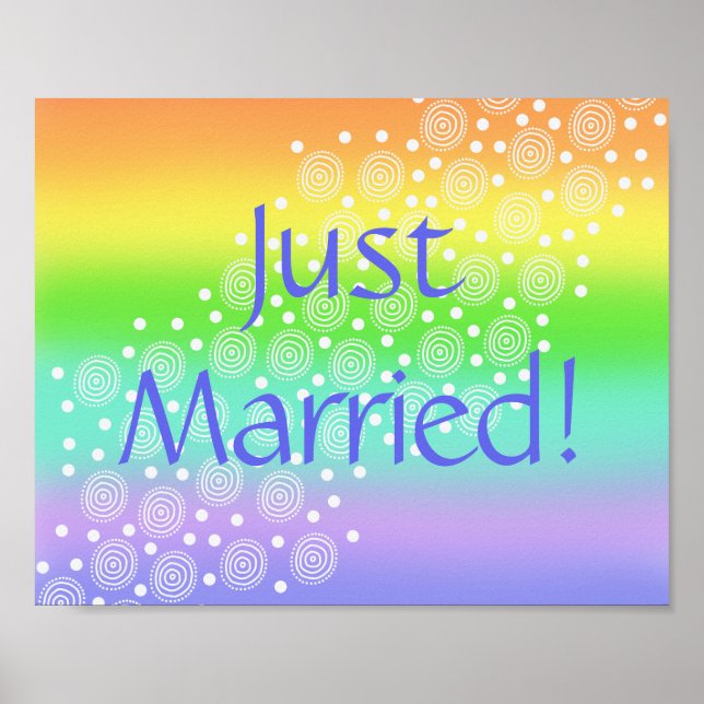 Just Married! Rainbow Wedding Car Sign (Front)