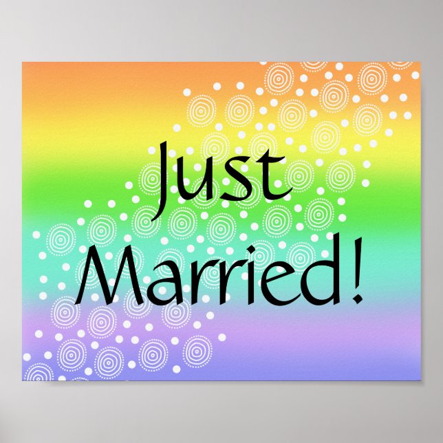 Just Married! Rainbow Wedding Car Sign (Front)